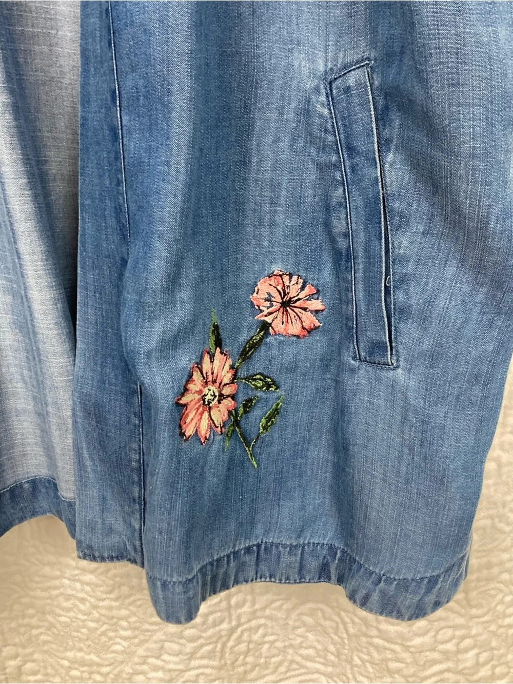 Style & Co. Women’s Floral Embroidered Chambray Lagenlook Kimono sz XXL